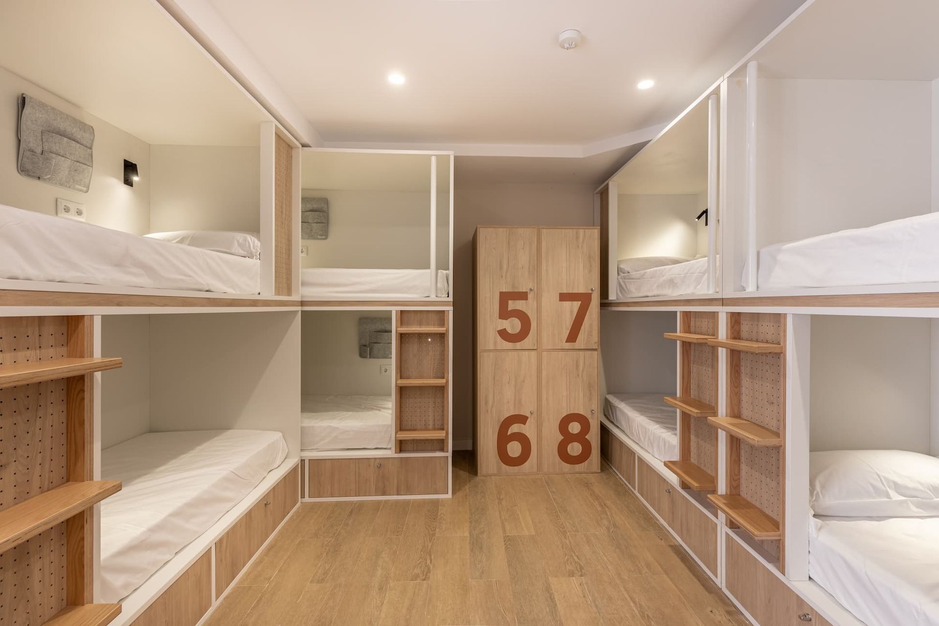 Bed in a shared 8-bed room with a private bathroom