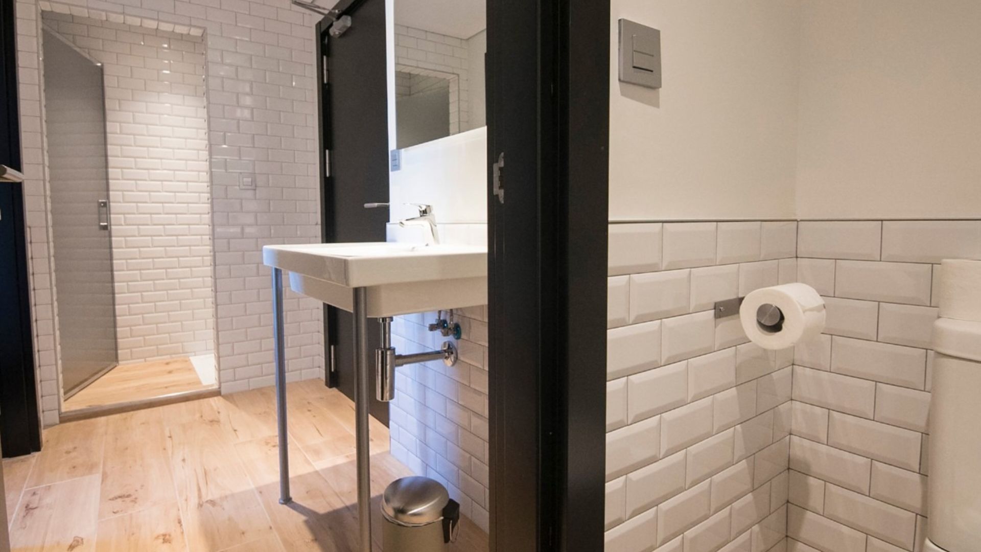Family room with shared bathroom
